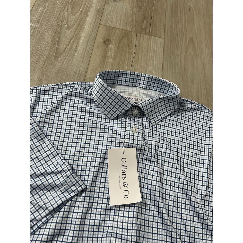 Collars and Co  Collar Polo Check  Pattern Size XLT Blue